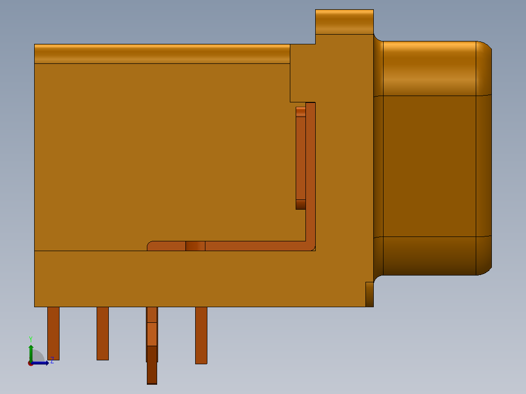 D Sub HD 直角公头 78 针左视图