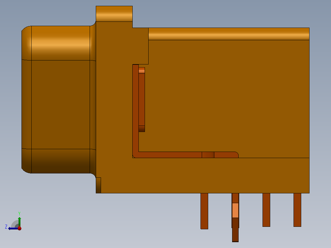 D Sub HD 直角公头 78 针右视图