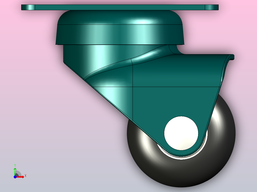 用于技术设备的旋转支架d50mm脚轮前视图