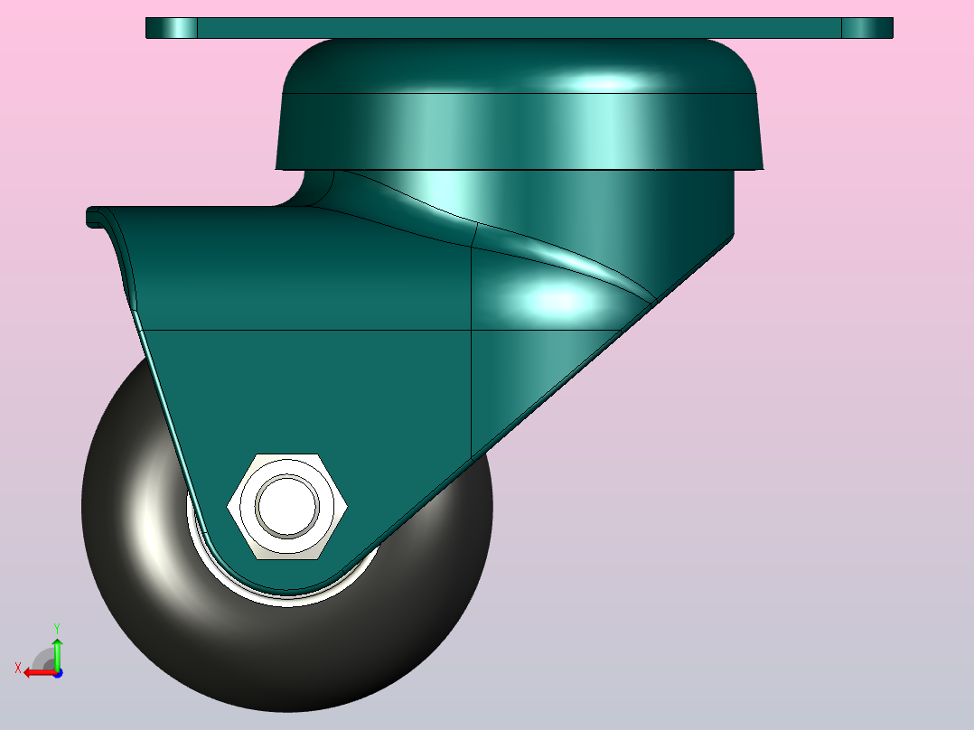 用于技术设备的旋转支架d50mm脚轮后视图