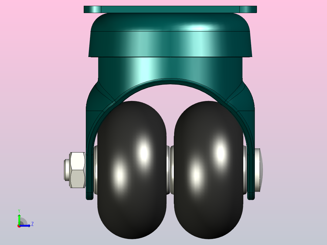 用于技术设备的旋转支架d50mm脚轮左视图