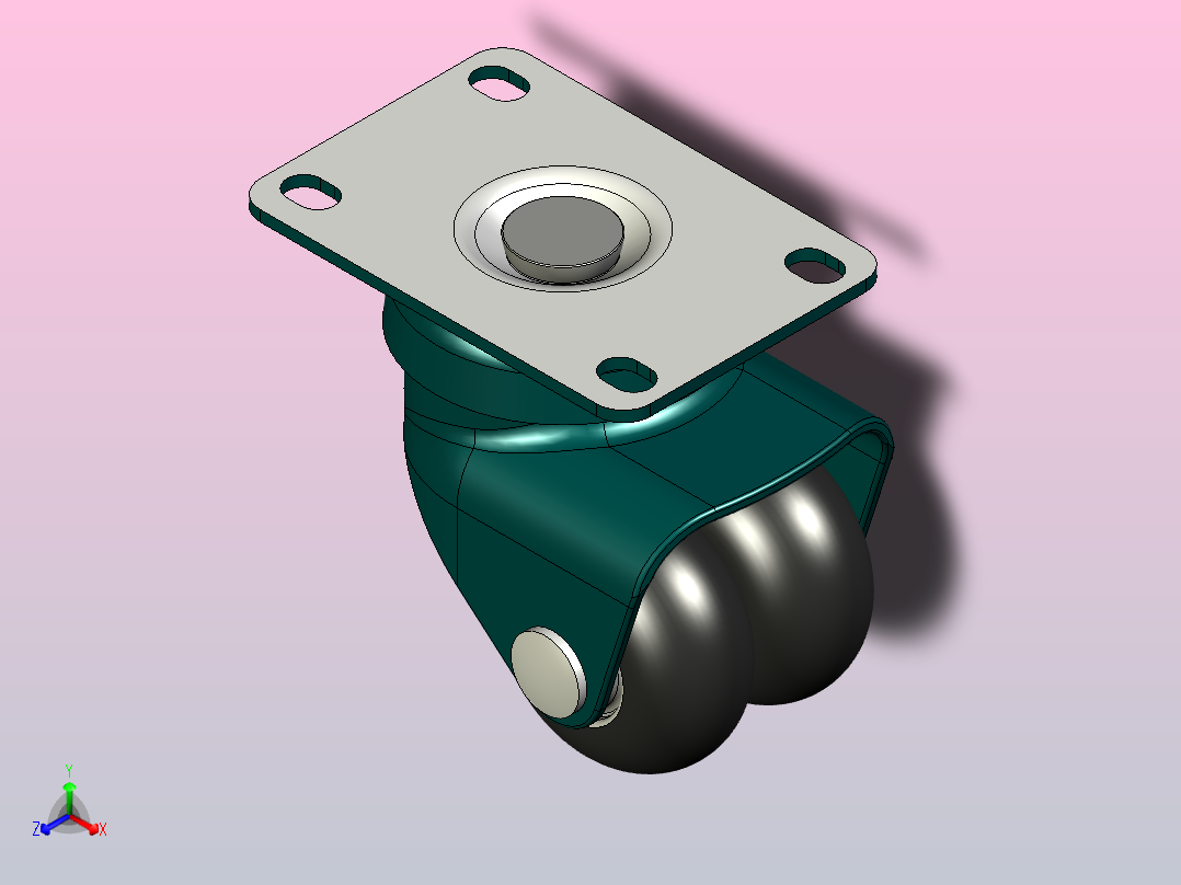 用于技术设备的旋转支架d50mm脚轮正等轴测图