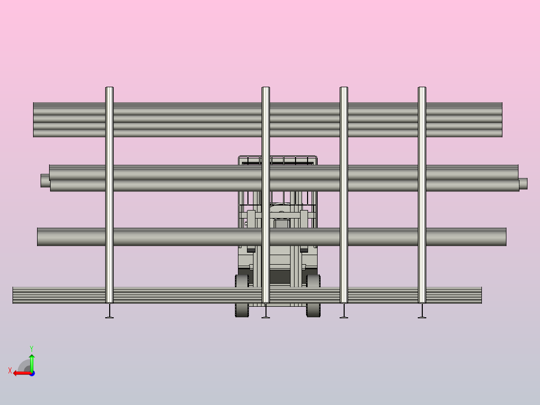 钢筋库存搬运后视图