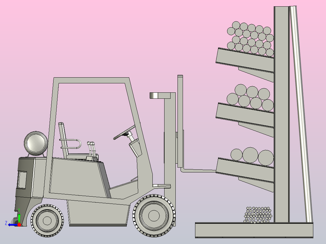 钢筋库存搬运右视图