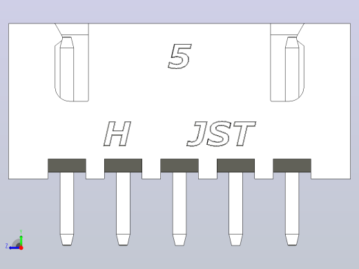 连接器白色JST XH 5针2.54 mm右视缩略图