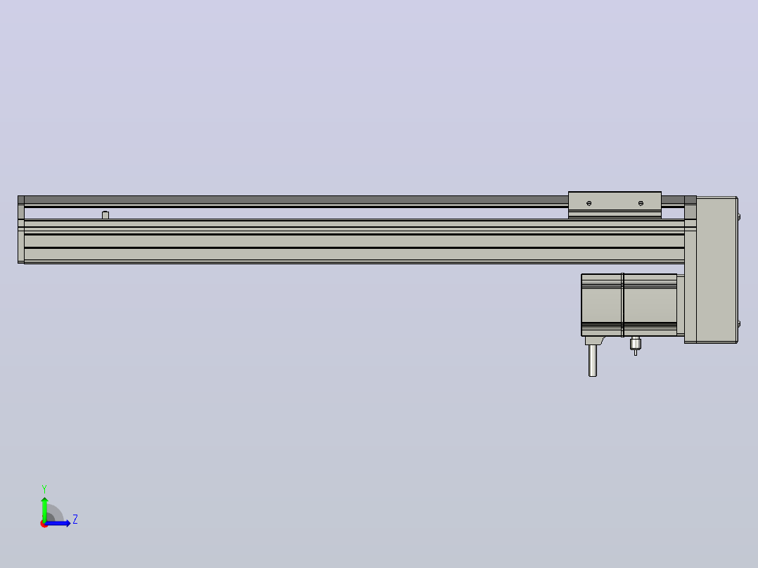 SYS12-450-BM-200W滚珠花健、支撑座、滚珠丝杠、交叉导轨、直线模组.STEP左视图