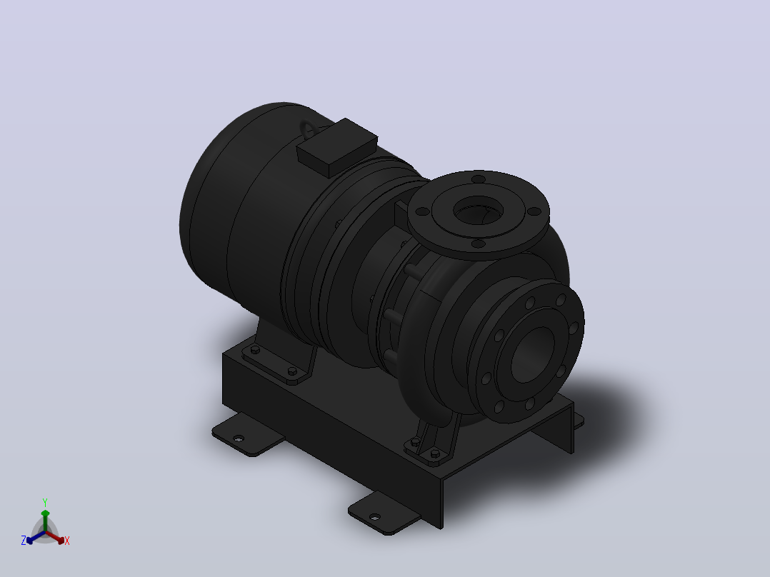 南方泵NIS，NISF泵外形（80-65-160）1.5kW-4极正等轴测图