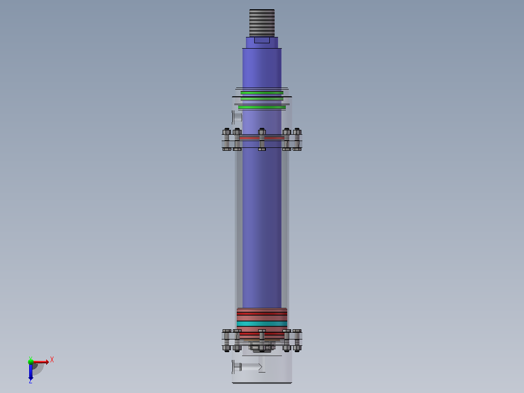 专用卧式镗床液压系统（SW+CAD+说明书）俯视图