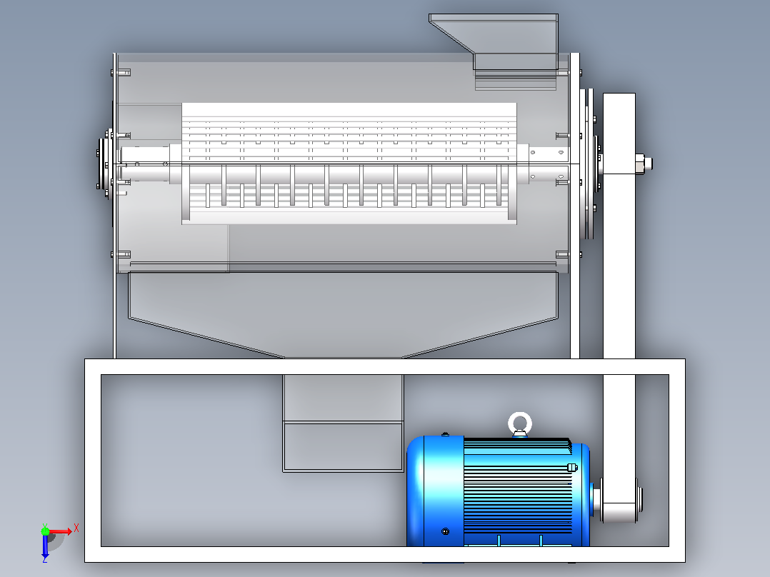 玉米脱粒机结构设计含solidworks三维模型+cad图纸+说明书俯视图