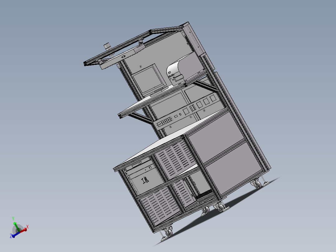 铝型材工作台车间流水线作业台3d图纸型材货架操作台多功能