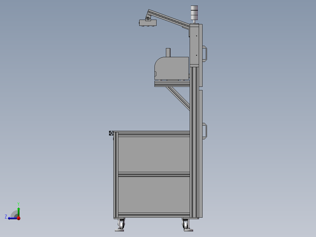 铝型材工作台车间流水线作业台3d图纸型材货架操作台多功能右视图