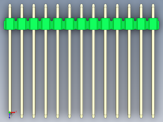 彩色公头100mil（2.54mm）系列-DS1021_green_2x13p_100mil_Type19_rev1.0俯视缩略图