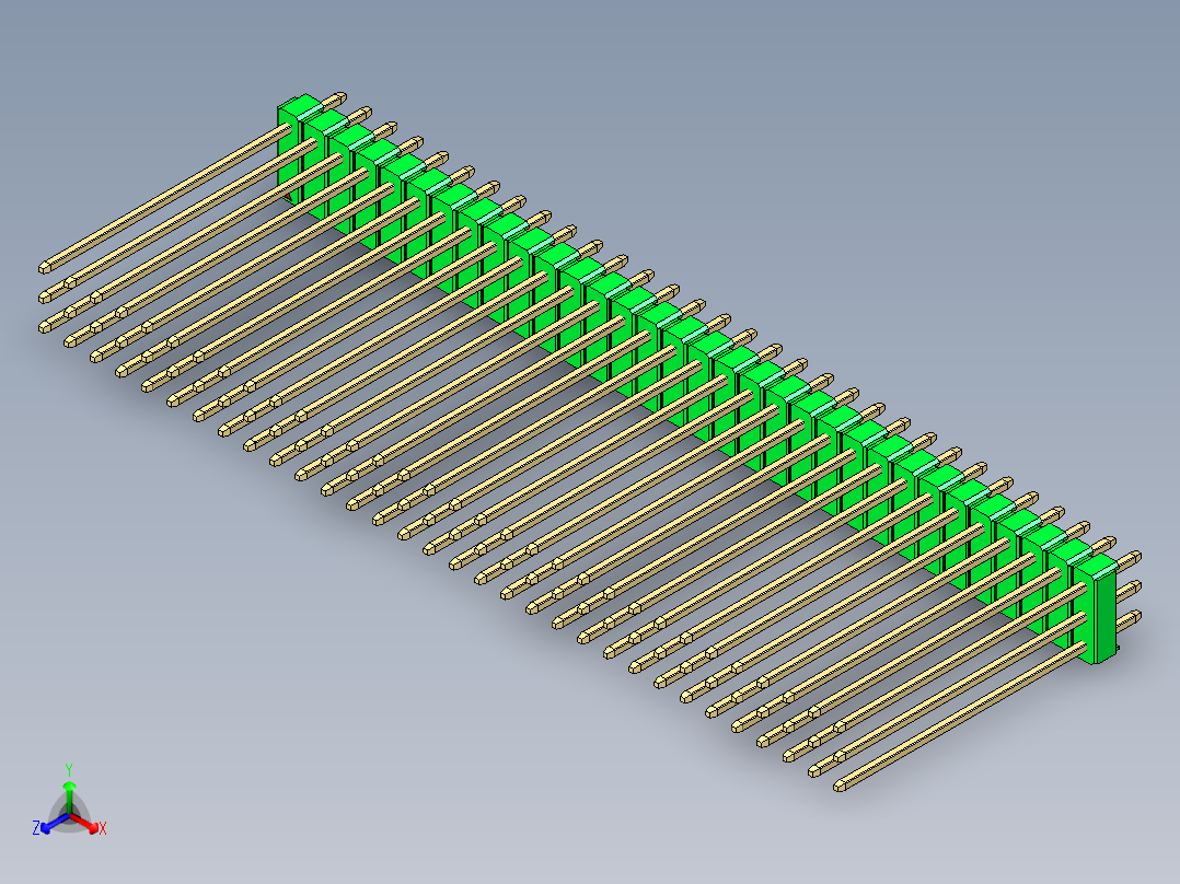 彩色公头100mil（2.54mm）系列-DS1021_green_3x32p_100mil_Type43_rev1.0主视图