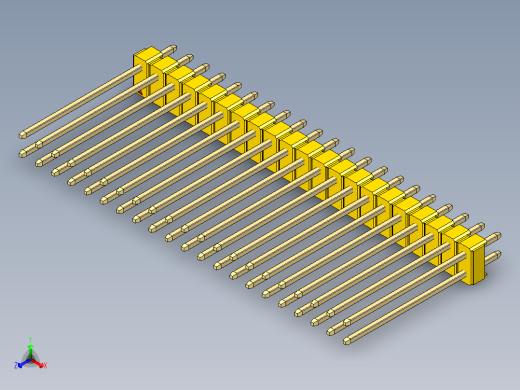 彩色公头100mil（2.54mm）系列-DS1021_yellow_2x21p_100mil_Type19_rev1.0正等轴测缩略图