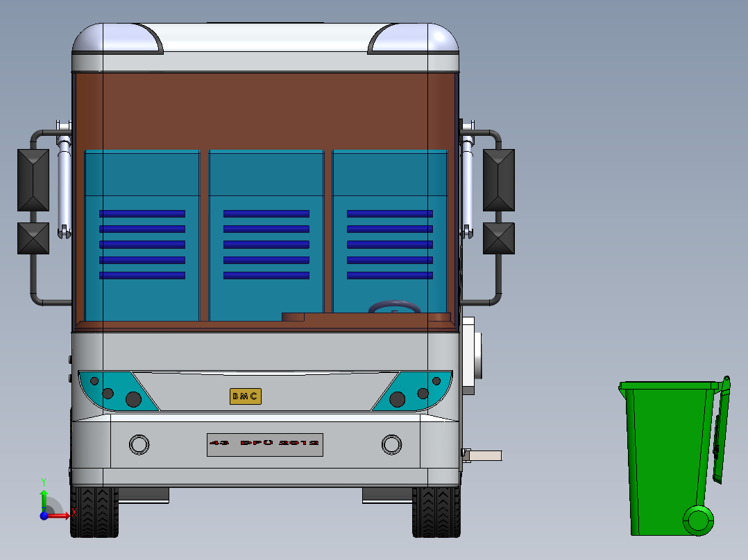 可分类回收的垃圾回收车三维模型及运动仿真1075018前视图