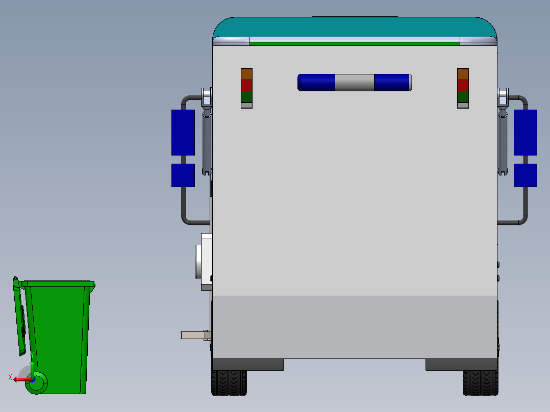 可分类回收的垃圾回收车三维模型及运动仿真1075018后视图