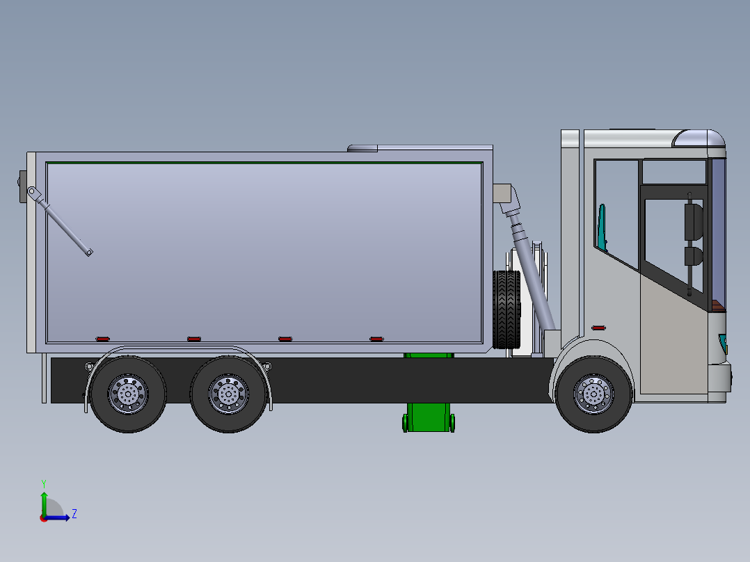 可分类回收的垃圾回收车三维模型及运动仿真1075018左视图