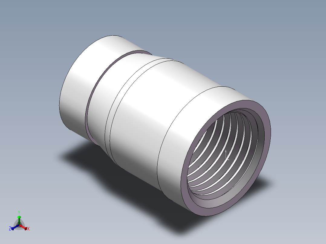 管箍-异径有边 DN10-DN8正等轴测图