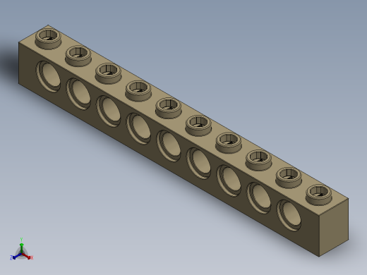 乐高机械组积木（横梁）-4160545 - 2730 Tan - Brick Yellow Technic Brick 1 x 10 with Holes