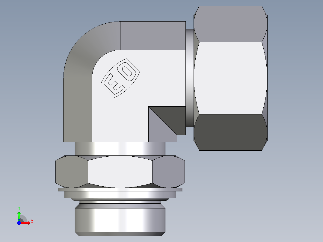 卡套式工业通用硬管接头EO_Adjustable_Locknut_elbow_WEE25ZSRCF前视图