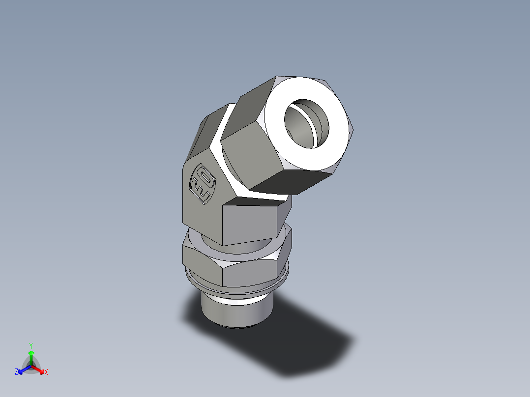 卡套式工业通用硬管接头EO_Adjustable_locknut_45_deg_elbow_VEE10LMORCF主视图
