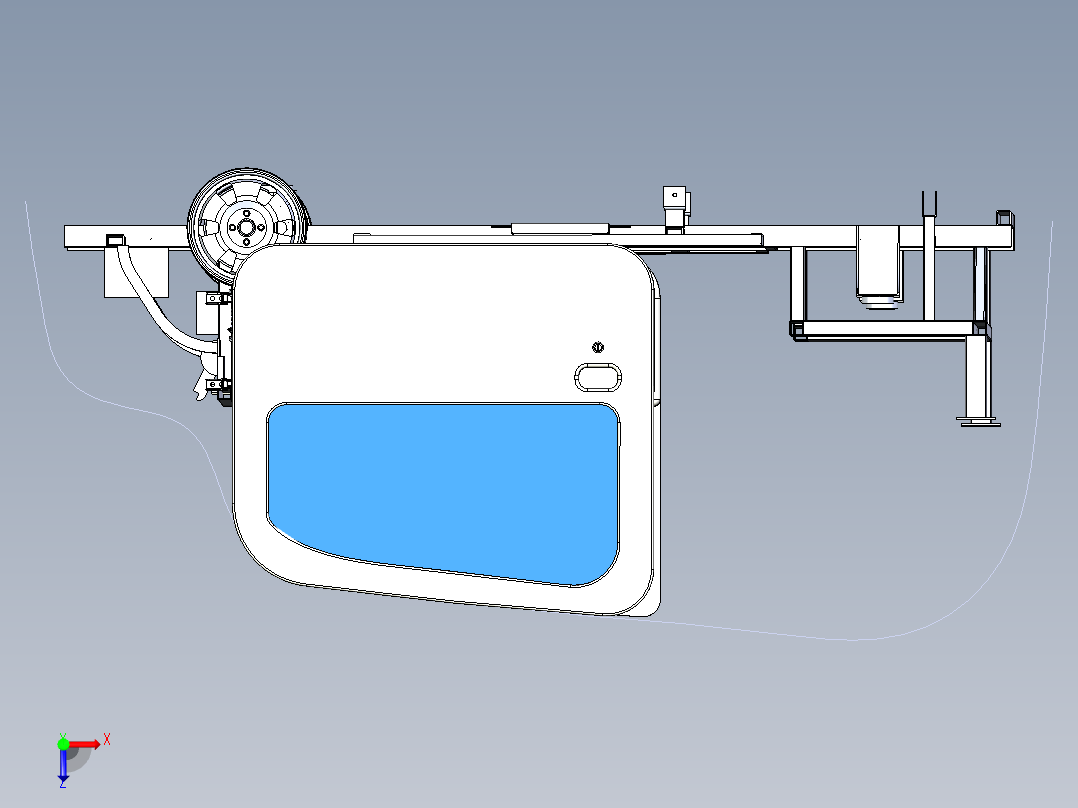 电动汽车右前车门设计含三维图二维图说明书俯视图