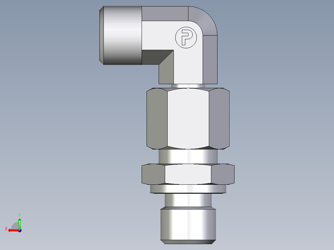 卡套式工业通用硬管接头EO_Assembled_adjustable_standpipe_elbow_EVW08LROMD71后视图
