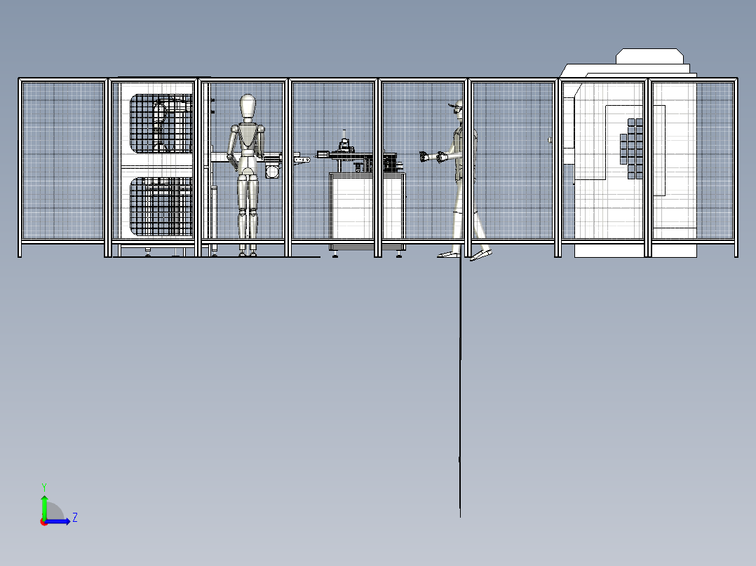 机床加工检测打包流水线左视图