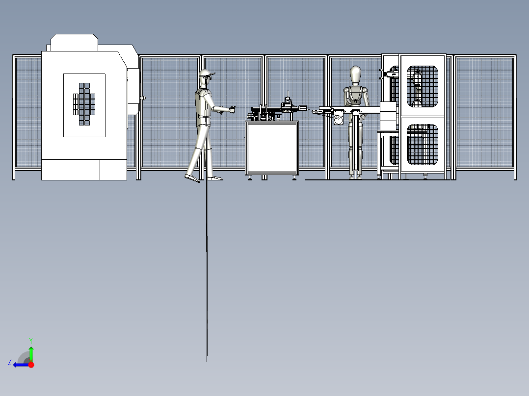 机床加工检测打包流水线右视图
