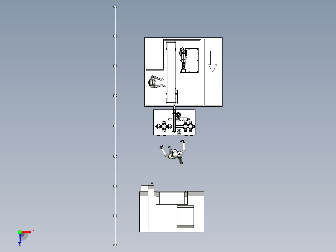 机床加工检测打包流水线俯视图