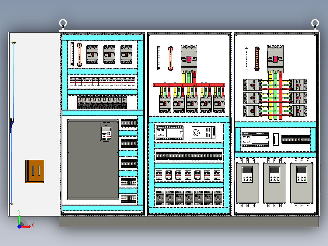 三柜组装变频器630Aplc软启动控制柜 56437前视图