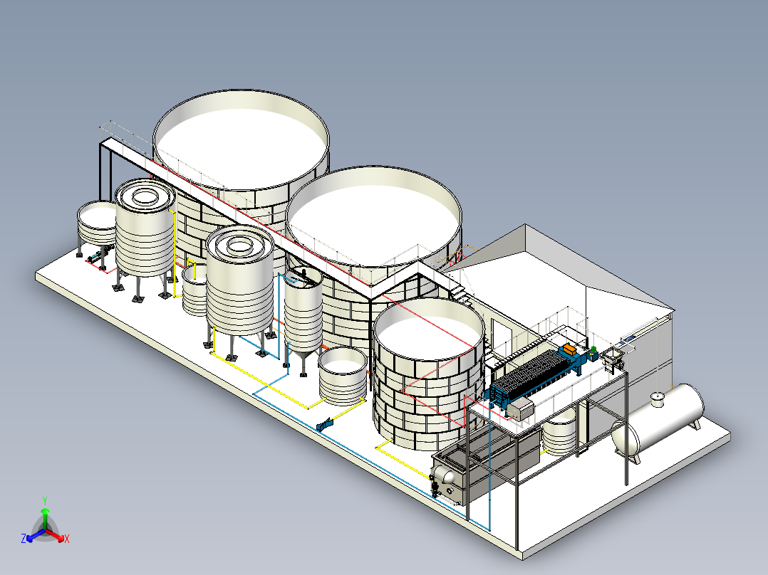 水处理系统工厂模型3D图纸 x_t格式