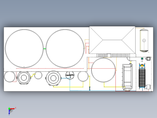 水处理系统工厂模型3D图纸 x_t格式俯视缩略图