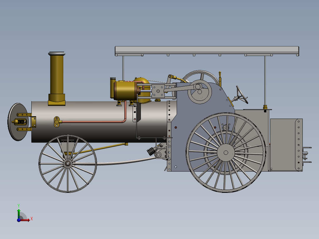 蒸汽机model-steam-traction-engine-1835-模型格式为 sw前视图