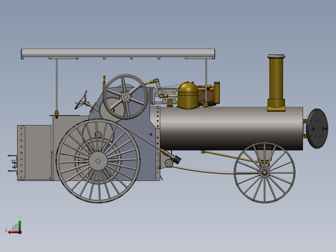 蒸汽机model-steam-traction-engine-1835-模型格式为 sw后视图