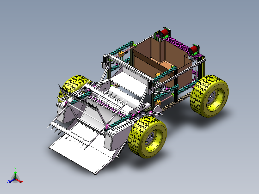 水陆两栖漂浮物收集装置正等轴测图