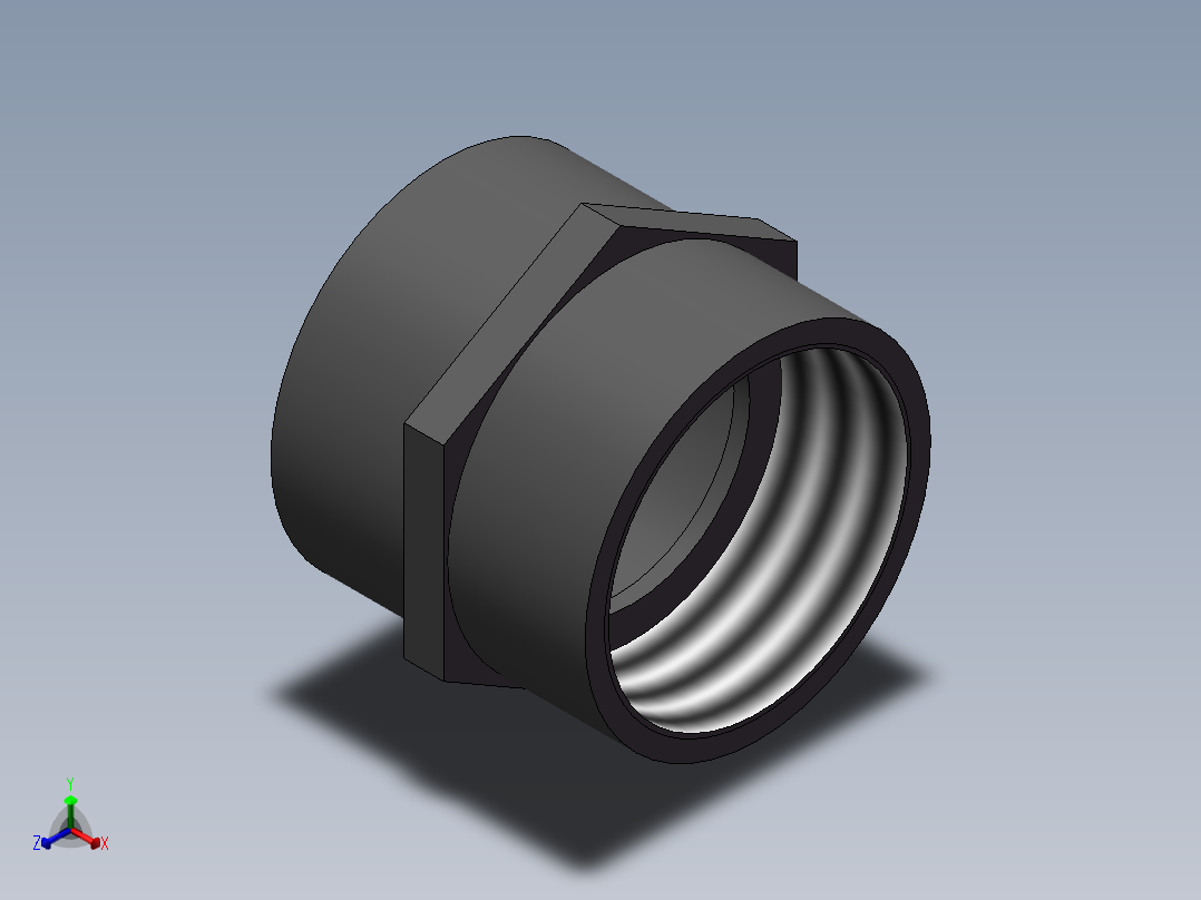 female adapter DN65 PN10 U-PVC正等轴测图