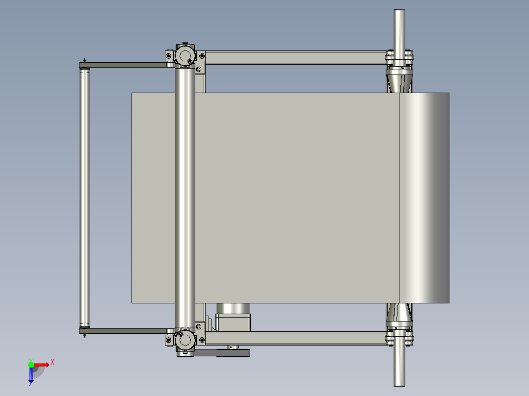 革基布的卷料机俯视图