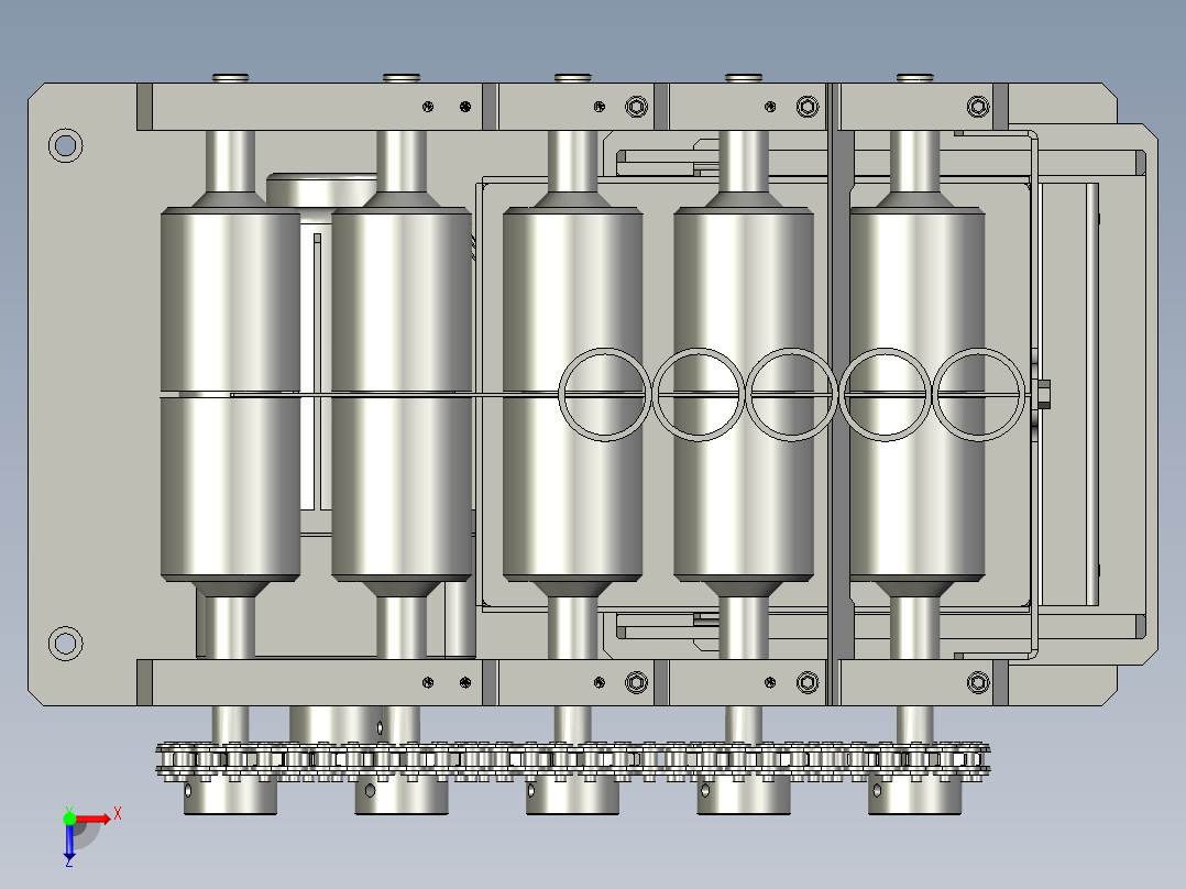 RS-滚胶机底部滚胶机构-链轮俯视图