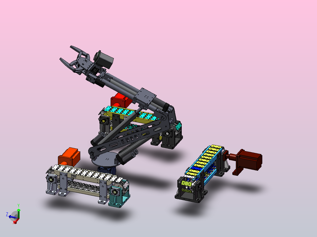 机械手和流水线机构主视图