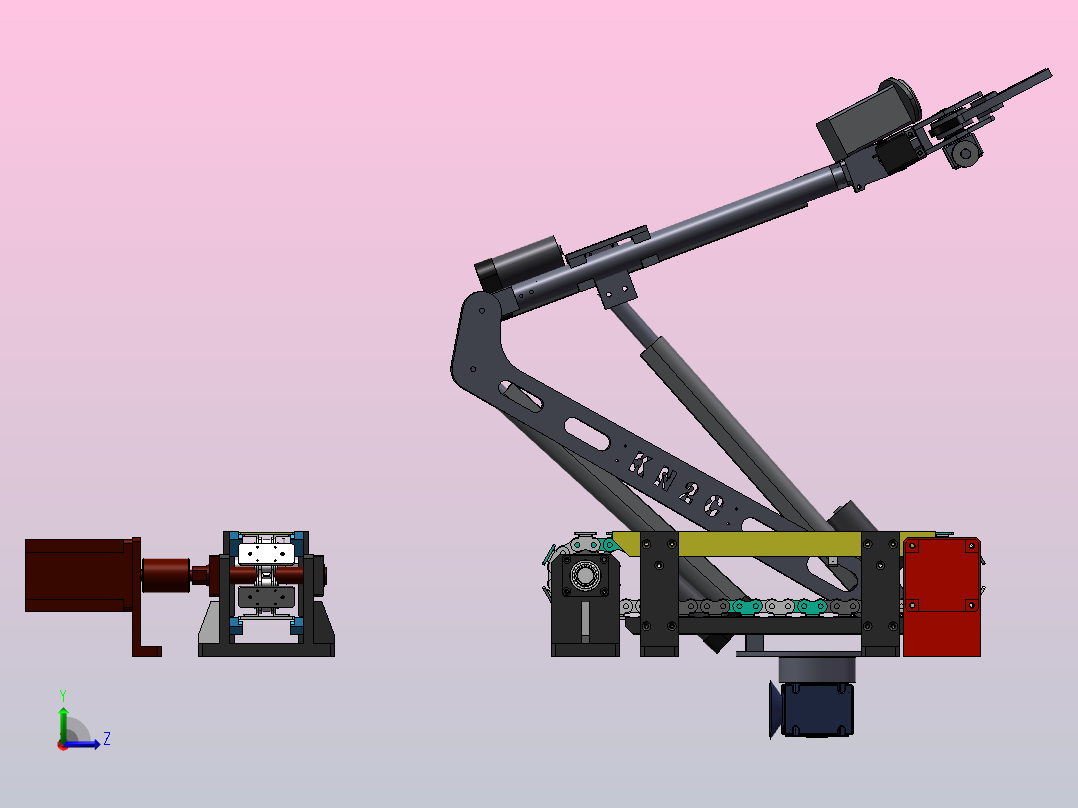机械手和流水线机构左视图