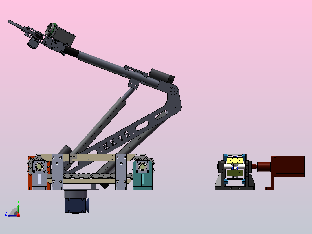 机械手和流水线机构右视图