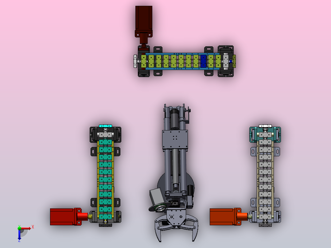 机械手和流水线机构俯视图