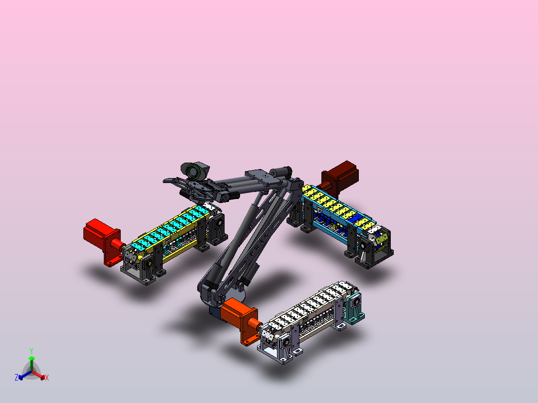 机械手和流水线机构正等轴测图