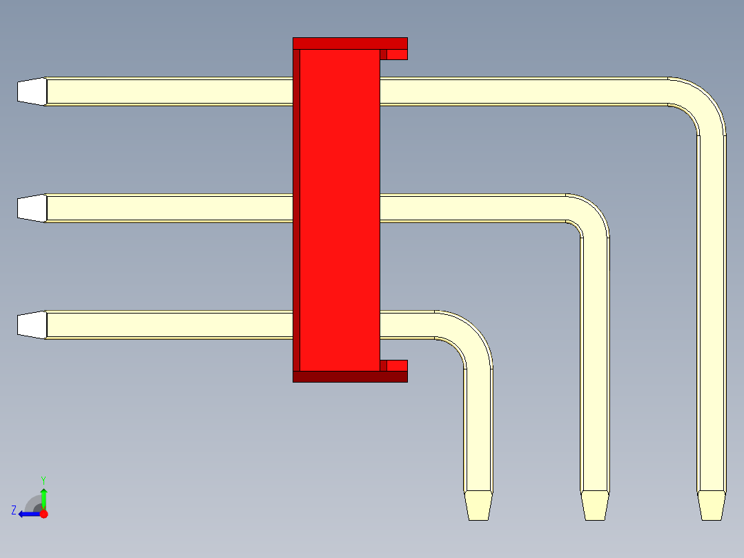 彩色公排针 100mil 2.54mm 系列-DS1022_red_3x28p_100mil_TypeD_rev1.0右视图