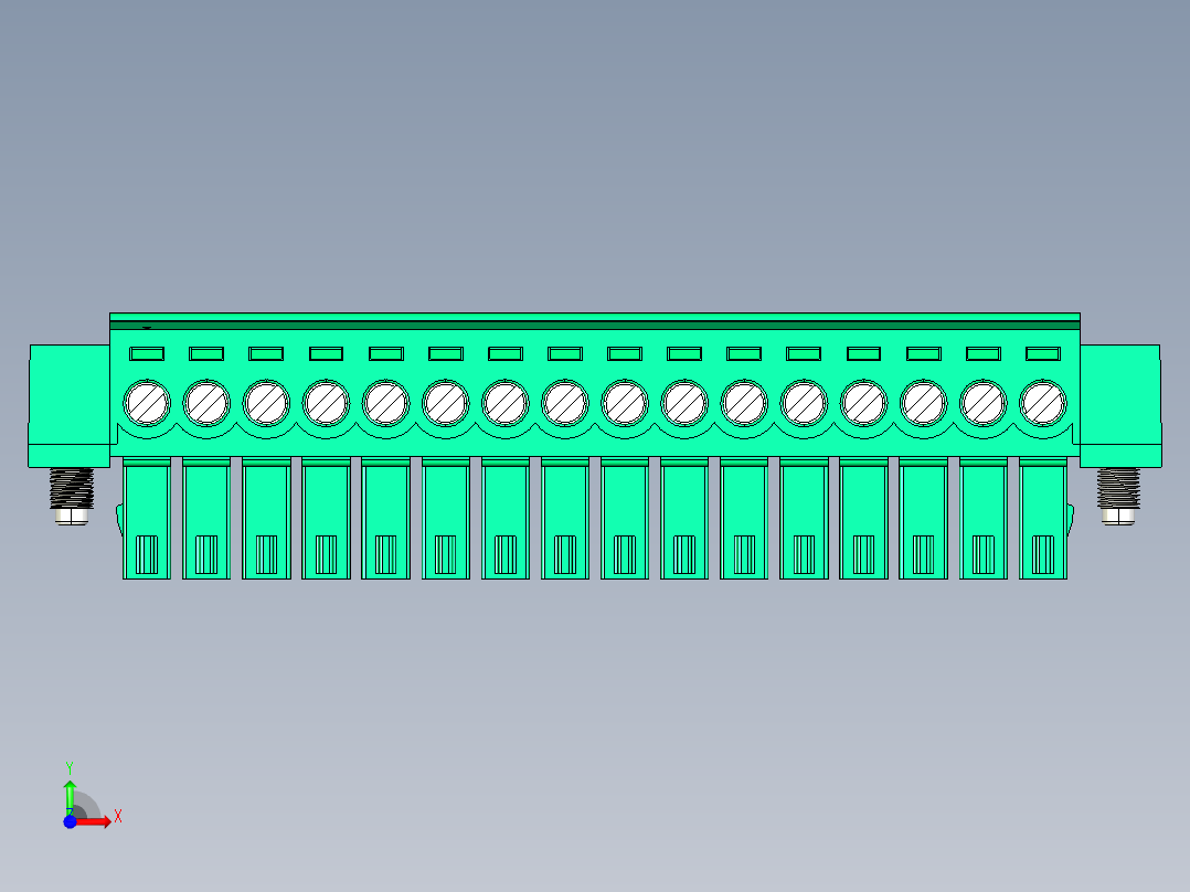 DEGSON 15EDG（公头） 3.5mm 螺钉锁紧，插拔式接线端子 FullPack-15EDGKM-3.5-16P-14-00AH前视图
