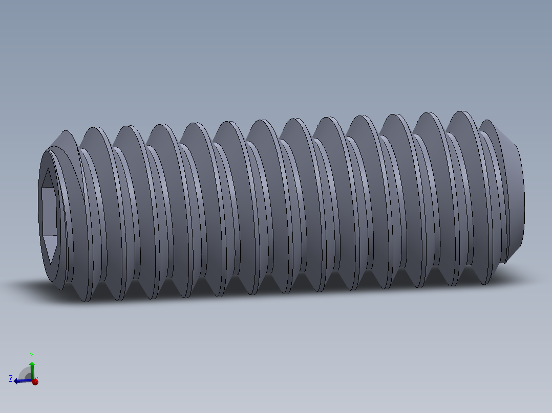 UNC 平头紧定螺钉-UNC SET SCREW 8-32 x0.4375.SLDPRT主视图