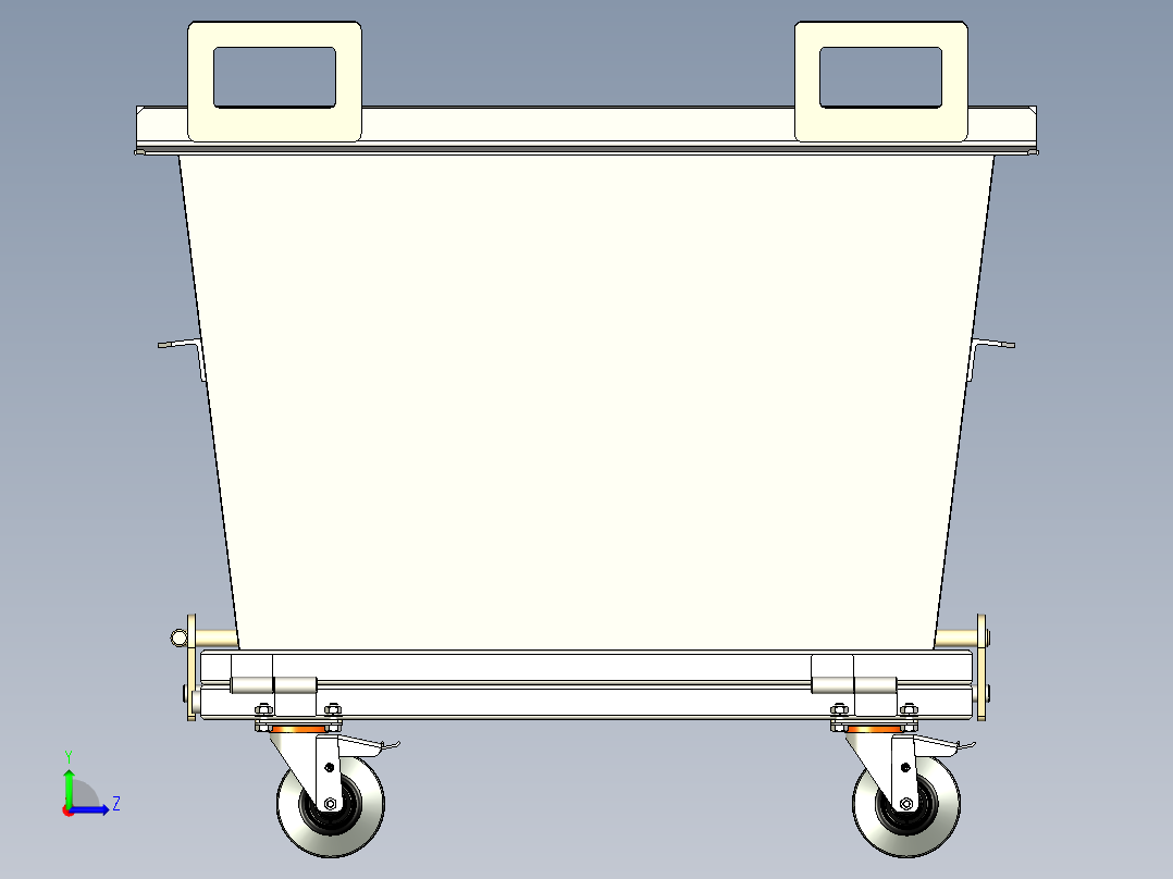 底部可折叠的切屑容器左视图