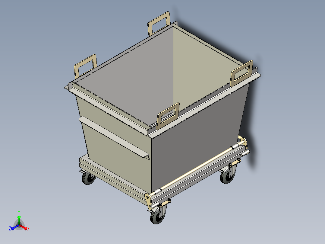 底部可折叠的切屑容器正等轴测图