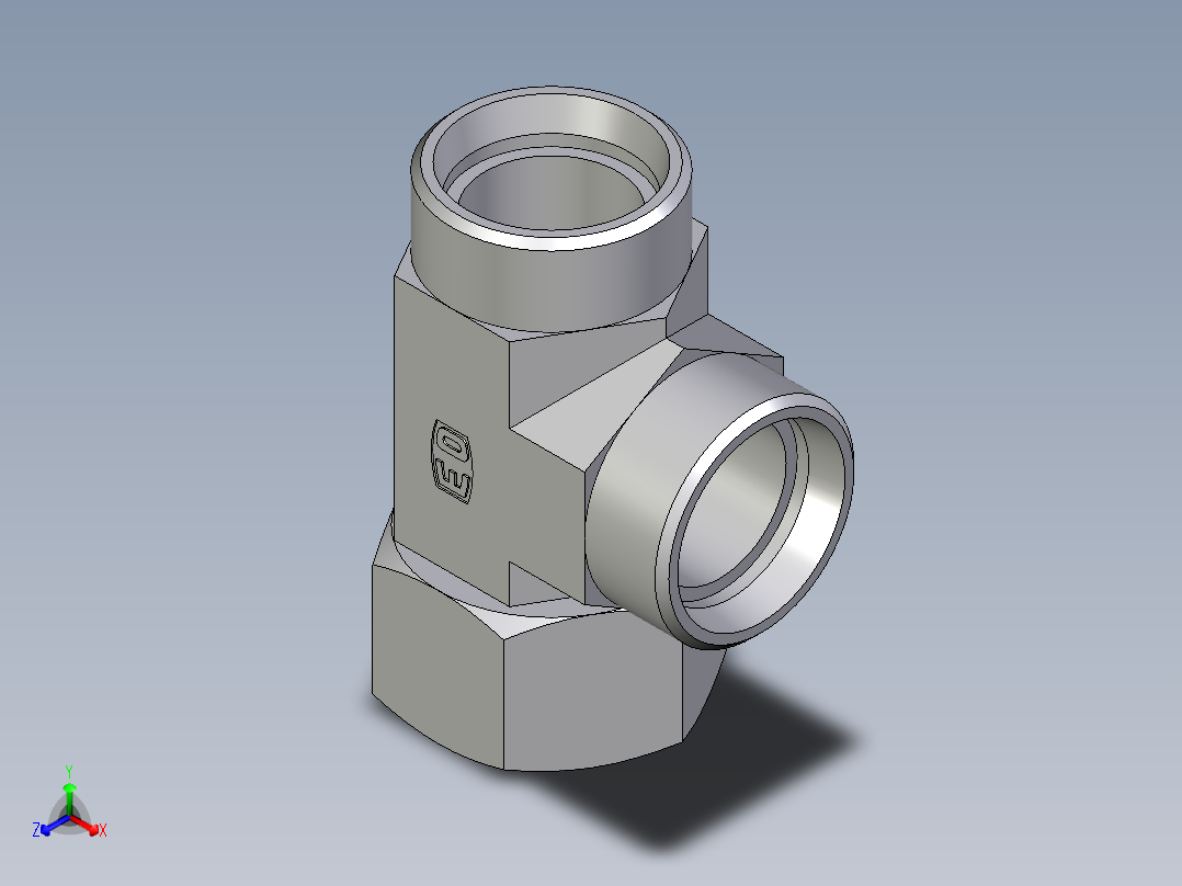 卡套式工业通用硬管接头EO_Swivel_nut_run_tee_EL28LOMD71主视图